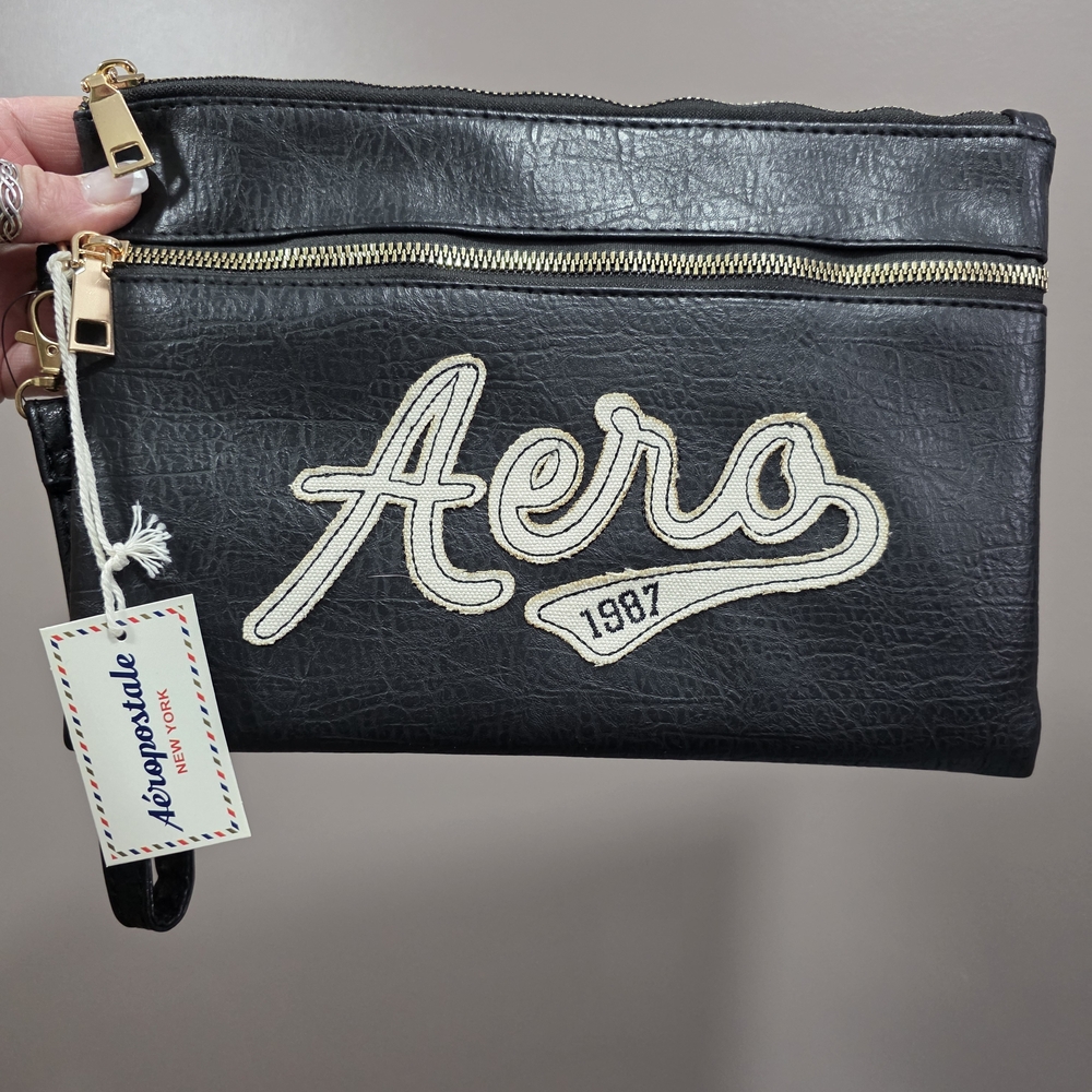 Aeropostale Black Clutch with Gold Details